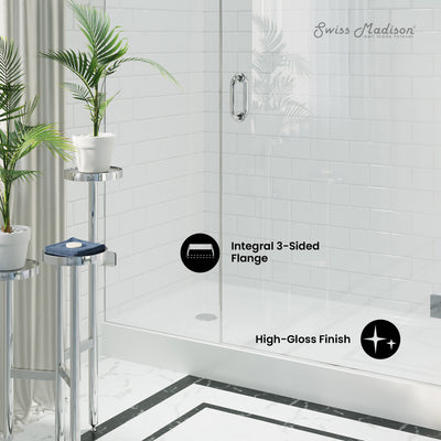 Voltaire 60" x 32" Acrylic White, Single-Threshold, Left-Hand Drain, Shower Base