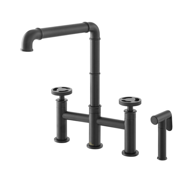 Avallon Pro Widespread Kitchen Faucet with Side Sprayer in Matte Black