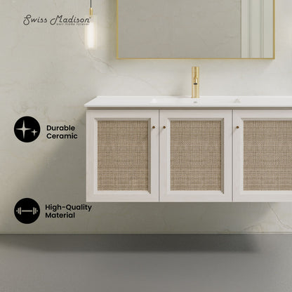 Classe 48" Wall-Mounted Bathroom Vanity in White Oak with Single Faucet Hole Vanity Top