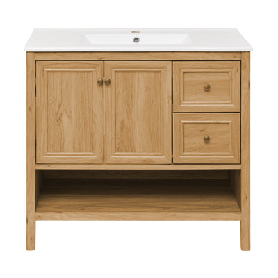 Château 36" Freestanding Bathroom Vanity in Golden Oak with Sink Top