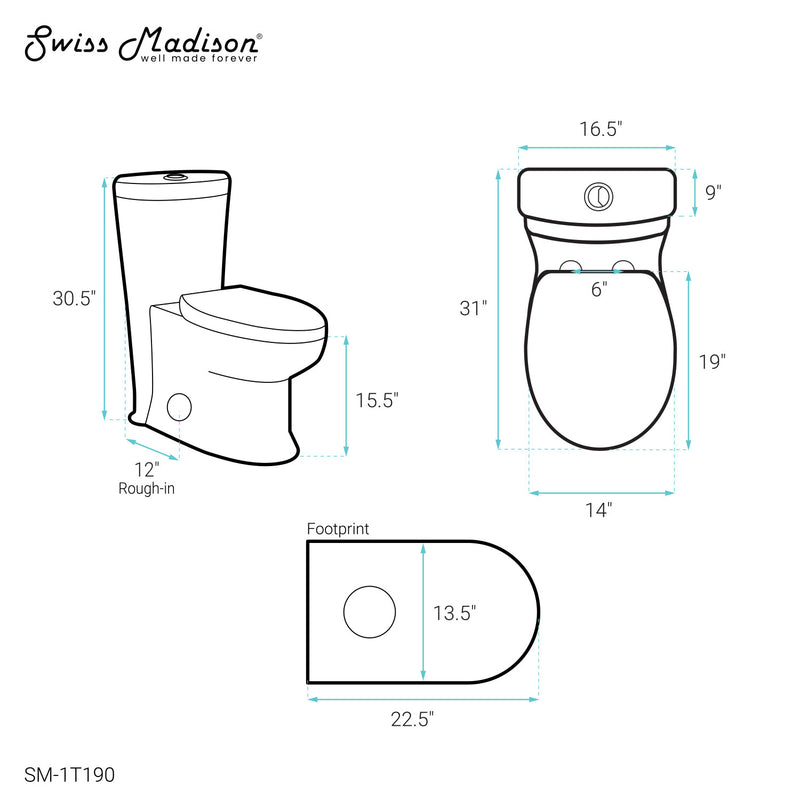 Santorini One-Piece Elongated Toilet Dual-Flush 1.1/1.6 gpf