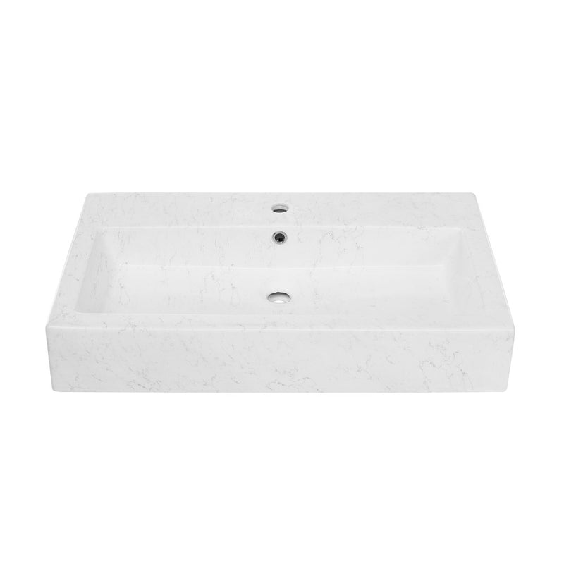 Voltaire Wide Rectangle Vessel Sink in Static Marble