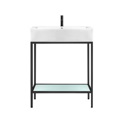 Pierre 24 Single, Freestanding, Matte Black Metal Frame Bathroom Vanity
