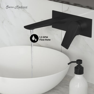 Monaco Single-Handle, Wall-Mount, Bathroom Faucet in Matte Black