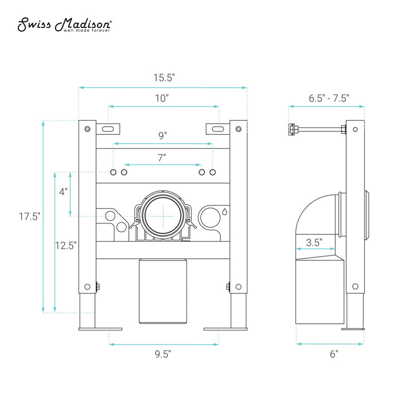 Hugo H Wall-Hung Toilet in Glossy White with Supporting Frame