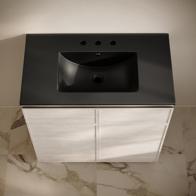 St. Tropez 36" Freestanding Bathroom Vanity in White Oak with Black 3-Hole Widespread Sink Top