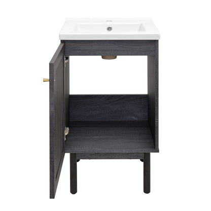 Classe 18" Freestanding Bathroom Vanity in Black Oak with Sink Top