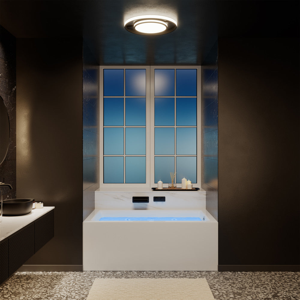 Rectangular alcove whirlpool bathtub 60x36 inch with right-hand drain and apron front.
