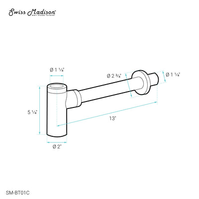 Bottle Trap Drain, Chrome