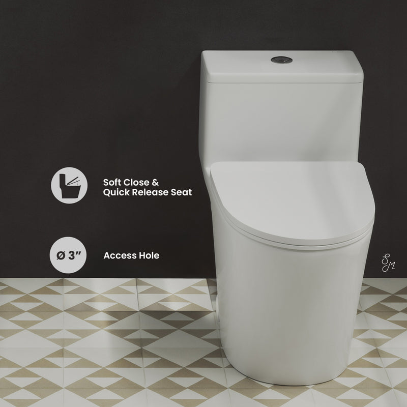 Arles One-Piece Elongated Toilet Vortex Dual-Flush 0.8/1.18 gpf