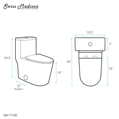 Dreux High Efficiency One-Piece Elongated Toilet with 0.8 GPF Water Saving Patented Technology