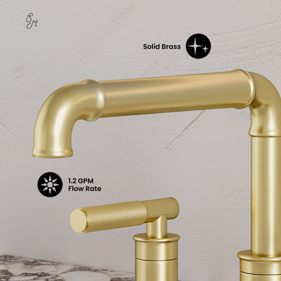 Avallon 8 in. Widespread, Sleek Handle, Bathroom Faucet in Brushed Gold