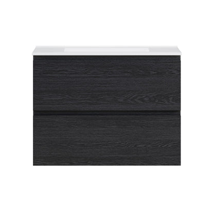 Liberte 30" Wall-Mounted Bathroom Vanity in Black Oak with Sink Top