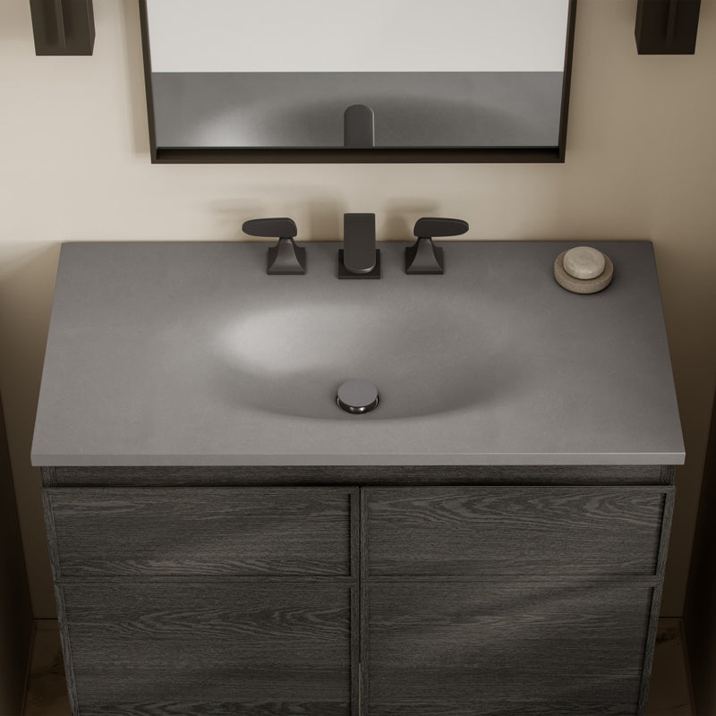 36" 3-Hole Widespread Concrete Vanity Sink Top in Matte Dark Gray