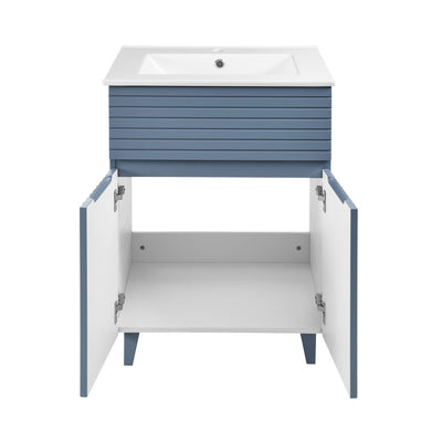 Bernay 24" Freestanding Bathroom Vanity in Blue Heather with Sink Top