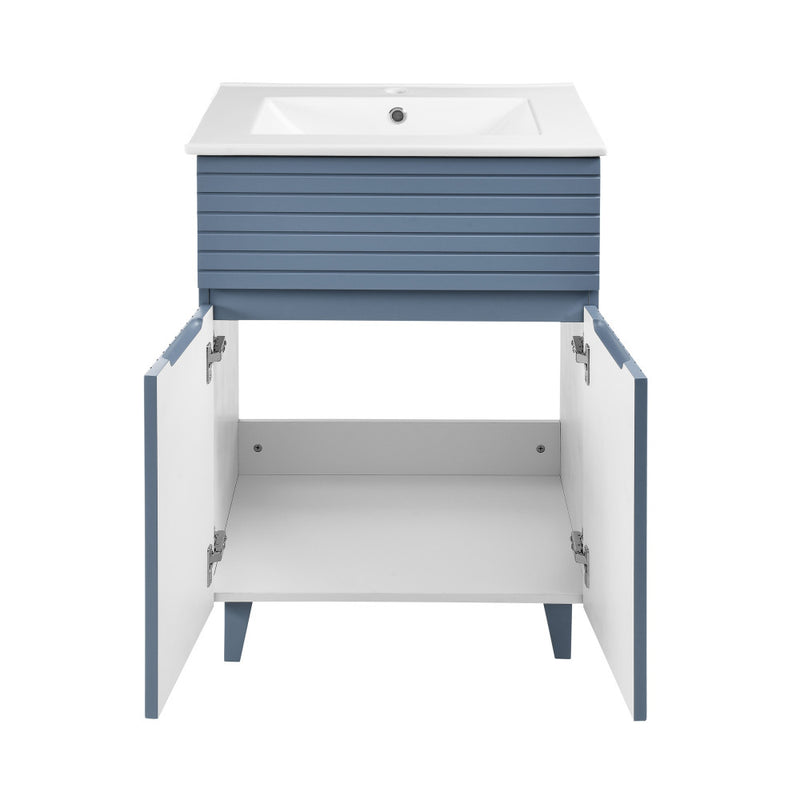 Bernay 24" Freestanding Bathroom Vanity in Blue Heather with Sink Top