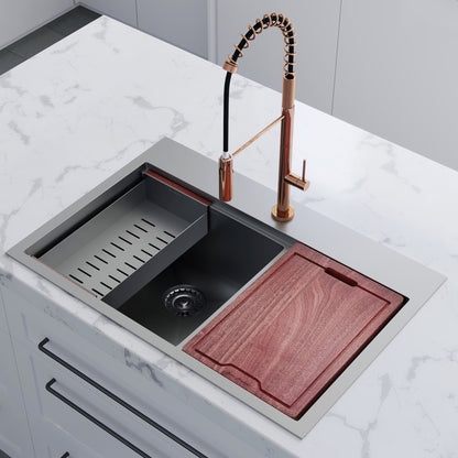 Ravi Dual Basin 33 x 22 Topmount Kitchen Workstation Sink