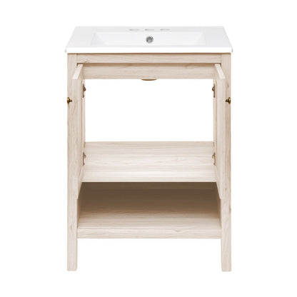 Chateau 24" Freestanding Bathroom Vanity in White Oak with 3-Hole Centerset Sink Top