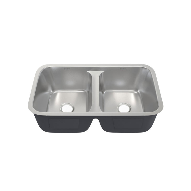 Toulouse 32 x 19 Low Divide Stainless Steel, Dual Basin, Under-Mount Kitchen Sink