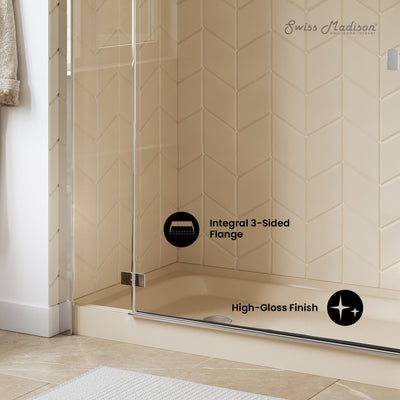 Voltaire 60" x 32" Single-Threshold, Left-Hand Drain, Shower Base in Biscuit