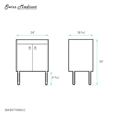 Lumiere 24 Freestanding, Bathroom Vanity in Glossy White and Gold Cabinet Only