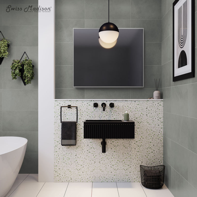 Delice 24" Rectangle Wall-Mount Bathroom Sink in Matte Black