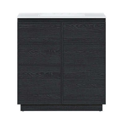 St. Tropez 36" Freestanding Bathroom Vanity in Black Oak with 3-Hole Widespread Sink Top