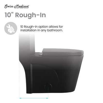 St. Tropez One Piece Elongated Toilet Dual Vortex Flush 1.1/1.6 gpf with 10" Rough-In, Matte Black