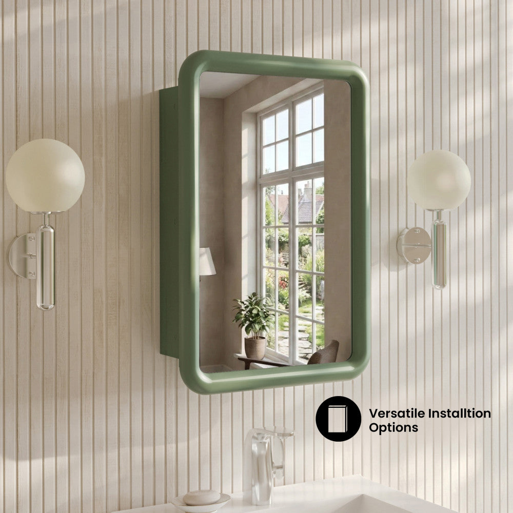 Plaisir 18 x 27 Recessed/Wall Mount Medicine Cabinet with Mirror in Green
