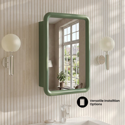 Plaisir 18 x 27 Recessed/Wall Mount Medicine Cabinet with Mirror in Green