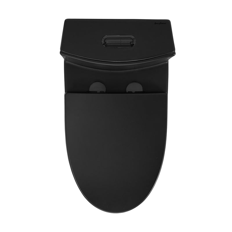 St. Tropez One Piece Elongated Toilet Dual Vortex™ Flush in Matte Black, Black Hardware 1.1/1.6 gpf