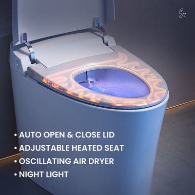 Viro V10 Smart Toilet 12” Rough-in ADA Height in Glossy White with Integrated Tank, Soft-close, Foot Sensor