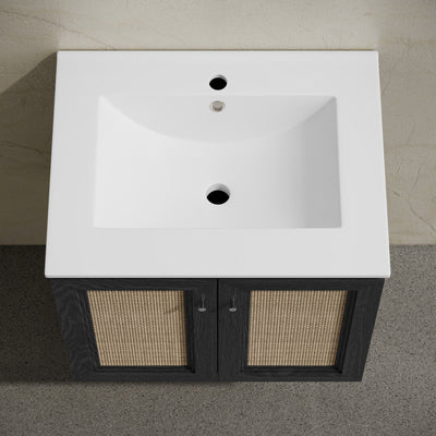 Classe 24" Wall-Mounted Bathroom Vanity in Black Oak with Single Faucet Hole Vanity Top