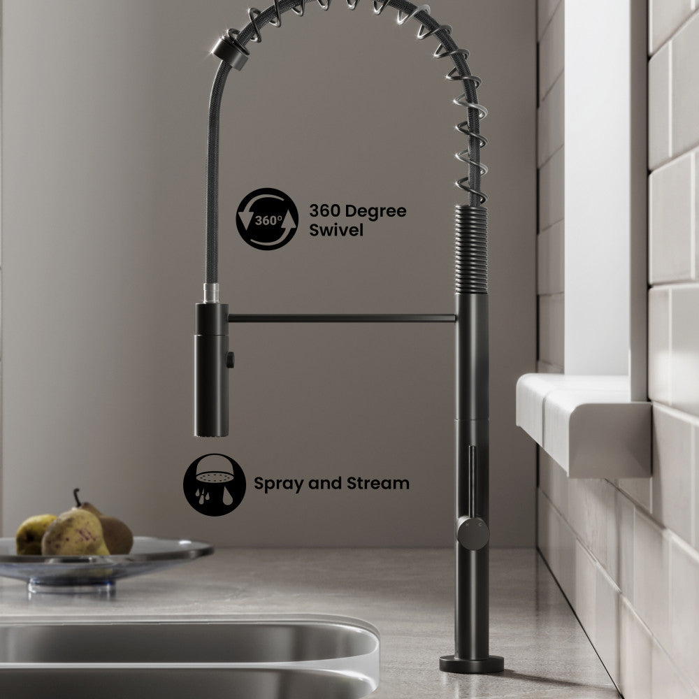 Chalet Single Handle, Pull-Down Kitchen Faucet in Matte Black
