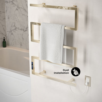 Voltaire 5-Bar Electric Towel Warmer in Swiss Gold with Timer