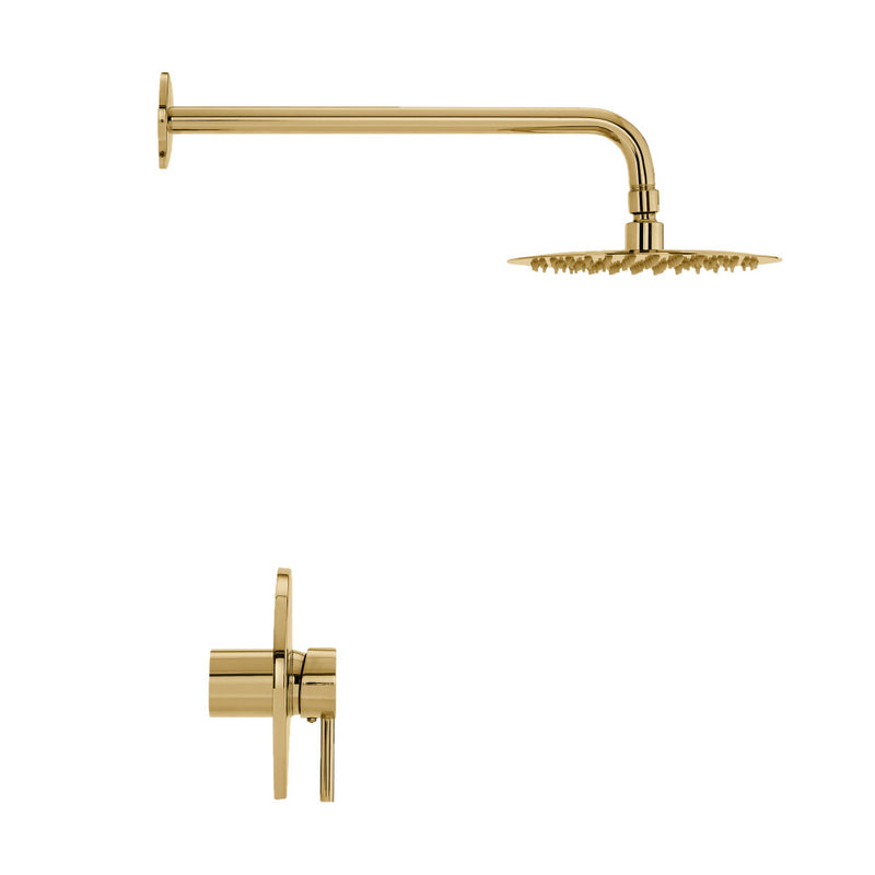 Ivy Single-Handle 1 Spray 8" Wall Mounted Fixed Shower Head in Brushed Gold (Valve Included)