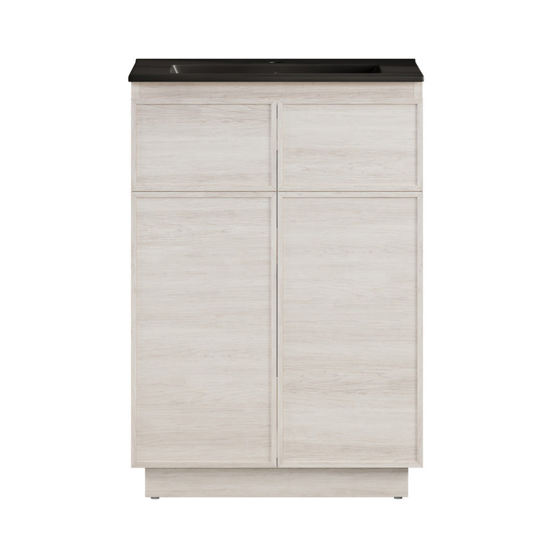 St. Tropez 24" Freestanding Bathroom Vanity in White Oak with Black Sink Top