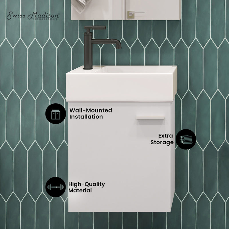 Colmer 18" Wall-Mounted Bathroom Vanity in White with Sink Top