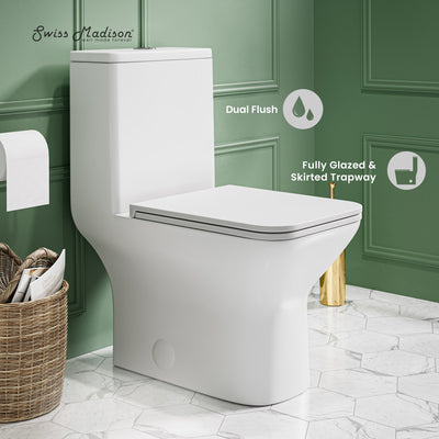 Carre One Piece Square Toilet Dual Flush 1.1/1.6 gpf in Matte White