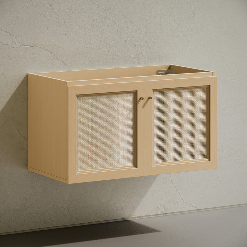 Classe 36" Wall-Mounted Bathroom Vanity in Natural Oak without Sink Top