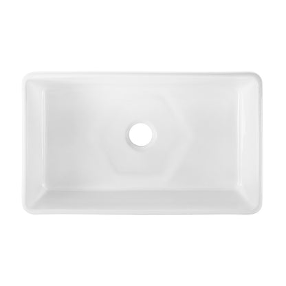 Elegance 33" x 20" Single Basin Fireclay Farmhouse Kitchen Sink in Glossy White