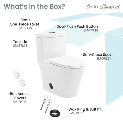 Beau One-Piece Elongated Toilet Dual-Flush 1.1/1.6 gpf