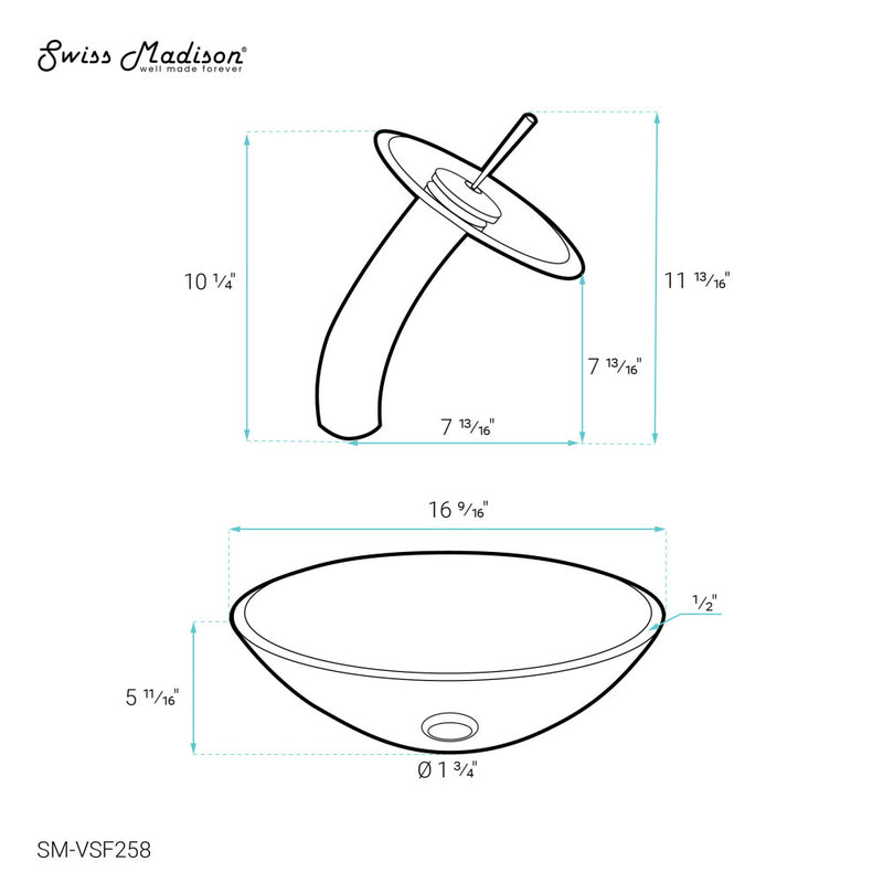 Cascade 16.5 Color Glass Vessel Sink with Faucet, Frost