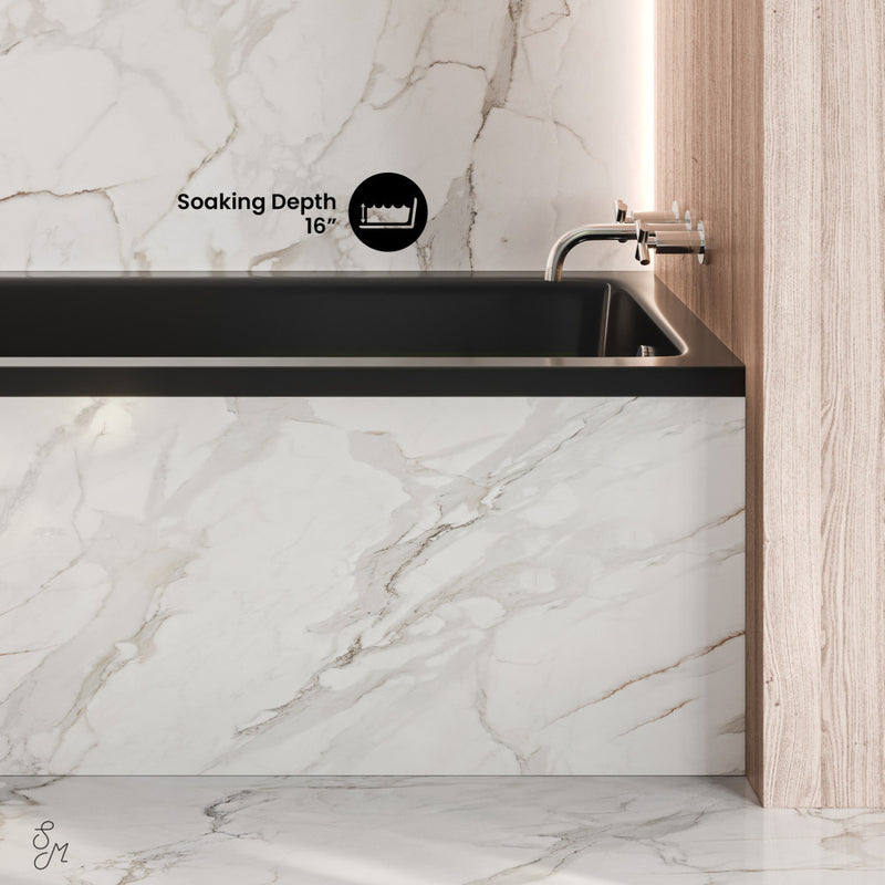 Voltaire 54 x 30 Right Drain Soaking Alcove Bathtub in Glossy Black