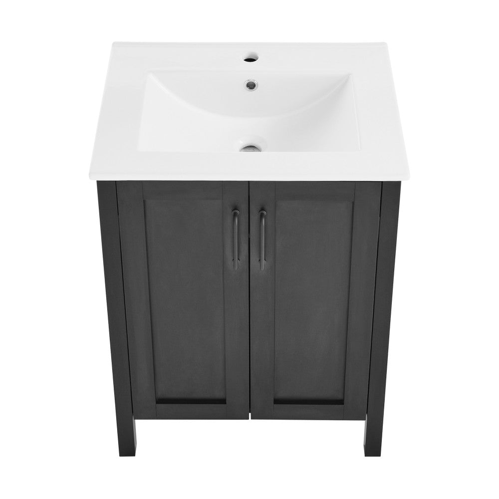 Avallon 24" Freestanding Bathroom Vanity in Black with Sink Top