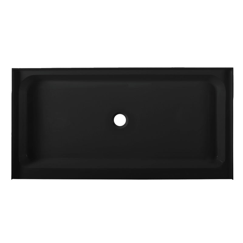 Voltaire 60" x 30" Acrylic Black, Single-Threshold, Center Drain, Shower Base