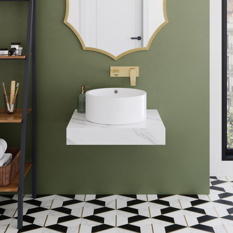 Monaco 24" Floating Bathroom Shelf in White Marble(SM-VS252)