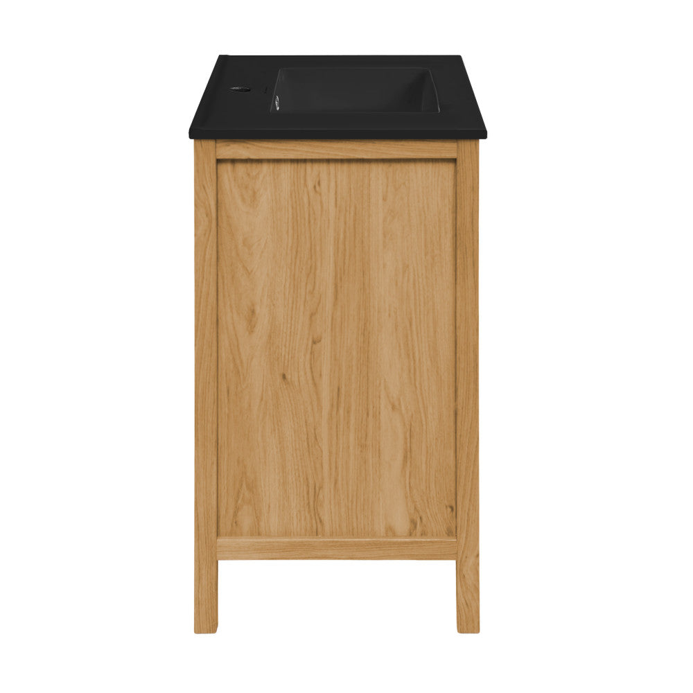 Chateau 36" Freestanding Bathroom Vanity in Golden Oak with Black Sink Top