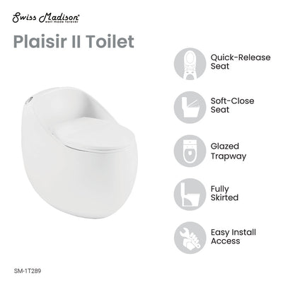 Plaisir II One-Piece Elongated Toilet Top Flush 1.28 GPF