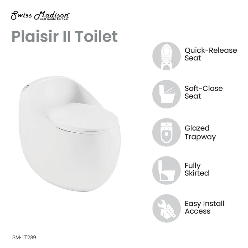 Plaisir II One-Piece Elongated Toilet Top Flush 1.28 GPF